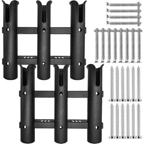 2Pcs Fishing Rod Holder Bracket Tube,3-Pole Side Mount Rod Holder with Screws Portable Boat Rod Rack Tube for Garage Wall Mounted Fishing Boat Golf Cart Cooler ATV Trailer