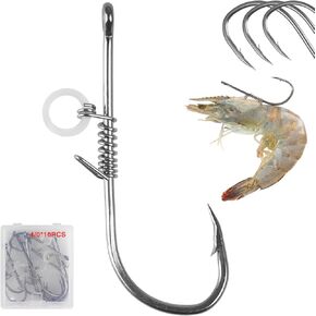 Fishing Hooks, Live Shrimp Hooks, Carbon Steel Barbed with Holes, 2/3/4 Live Shrimp Fixed Hooks Saltwater, Catfish Bass Fishing Hooks Set Fishing Accessories Fishing Gear Strong Barbed Hook