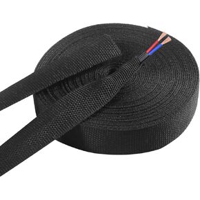 2 in 1 Heat Shrink Braided Sleeving, 3/4 Inch Shrinkable Fabric Sleeve Heat Shrink Insulating Tubing for Hose/Cable/Wire Protection (3/4"(19mm), 30FT)