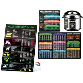 Instantpot Magnetic Cheat Sheet, Instantpot Cooking Times Chart, Pressure Cooker Instantpot Accessories,Magnetic Meat Smoking Guide, Meat Temperature Chart with 30 Meat Types, Meat Temperature Magnet