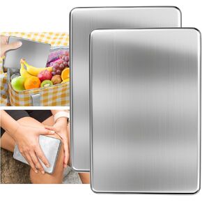 عبوات ثلج 2pcs لصناديق الغداء قابلة لإعادة الاستخدام من الفولاذ المقاوم للصدأ ، لا حاجة ماء ، للمبردات ، التخييم ، وسلال النزهة حزم الثلج بنتو بنت بوكس ​​الحفاظ على الطعام والمشروبات طازجة وباردة