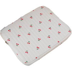 Cute Cherry Floral Laptop Sleeve Y2K Preppy Carrying Laptop Bag Cover Girly Coquette Puffy Quilted Tablet Liner Pouch (Cherry,15 inch)