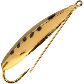 Strike King (SWLS-744) Saltwater Weedless Spoon Fishing Lure, Metal Casting Spoon, Weed Guard, 3-Inches, Size 5/0 Hook, Gold Pogy