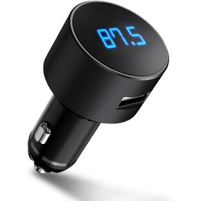ISORA Bluetooth Transmitter for Car Wireless FM Radio Adapter Handsfree Call Auto-Pairing 12V 24V Charging Receiver Universal fit Matte Color - Black