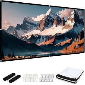 YOWHICK Projection Screen, 16:9 Foldable Anti-Crease Portable Projector Movies Screens for Home Theater Outdoor Indoor Support Double Sided Projection, Washable (100 inch) (PTV9)