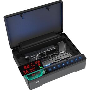 Gun Safe, Quick Access Gun Safe for Handgun, Pistol Safe with Biometric Fingerprint/Quick Electronic Keypad/Keys