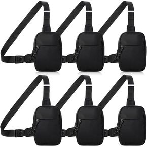 Kajaia 6 Pack Mini Crossbody Sling Bag for Men Dual Pocket with Buckle Adjustable Strap Water Resistant Chest Lightweight Casual Phone Bag for Workout Travelling Running