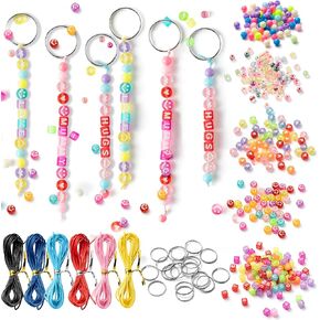 erguanfoiun 326pcs diy keychain make make classe kits contull smile letter bead for bracelet make heart pony alphabet alphabet jewelry key ring charm scarm supplies festival valentine's day gift in Saudi Arabia