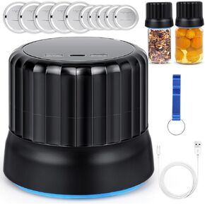 Electric Mason Jar Vacuum Sealer for Wide Mouth and Regular Mouth Mason Jars, Mason Jar Vacuum Sealer Machine Kit, Automatic One Button Start, Firm Sealing, Anti-Slip, with Jar Lids & Opener