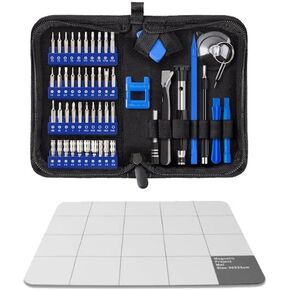 Magnetic Project Mat, 56 in 1 Electronics Small Repair Tool Kit Magnetic Screw Driver with Torx Hex Star Phillips Bits for Computer, PC, Laptop, iPhone, PS4, Game Console, Controller