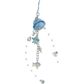 Elegant Jellyfish Inspired Phone Charm Portable Keychain with Crystal Star and Pearls Accents for Phone Accessorizing