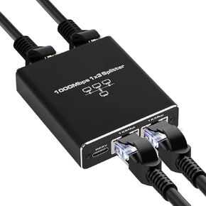 Ethernet Splitter 1 in 3 Out, Gigabit Internet Splitter with USB Power Cable, High Speed 1000Mbps LAN Splitter 1 to 3 Ways [ 3 Devices Online Simultaneously] for Cat 5/ 5e/ 6/7/ 8 Cable