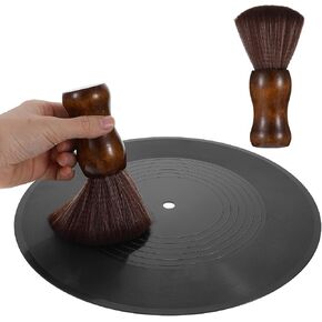 Vinyl Record Cleaner Brush, Anti Static Brush for Vinyl Records, Wooden Record Cleaning Brush with Ultra-Fine Fiber Bristles for Vinyl Cd Album Care(Brownish Green)
