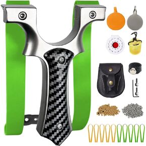 Professional Slingshot for Adults & Kids,Stainless Steel Hunting Catapult with Ergonomic Grip,High Velocity & Precision Shooting Kit (100 Ammo Balls, 10 Bands, Tactical Pouch & Targets)