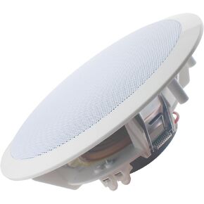 1Pcs 2 Way in Ceiling Round Speaker 6" Flush Mount Passive Wired Speakers for Bathroom Kitchen Living Room Office (Impedance Input: 8 Ω 12~24 V)