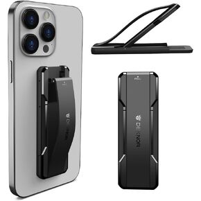 Dexnor New Upgrade Phone Grip, Phone Holder for Hand [2-in-1] Phone Strap with Kickstand Phone Finger Holder Compatible with Most iPhone Samsung Phone Case, Black