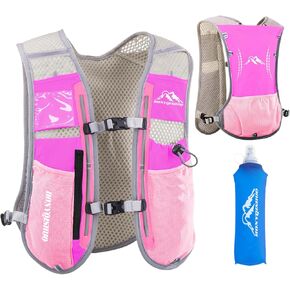 Hydration Vest Pack Backpack, Running Vest for Women Men, Adjustable Chest Straps Running Hydration Vest with 500ml Soft Flask, Running Vest for Trail Running Hiking
