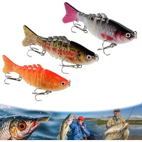 Robotic Fishing Lure for Freshwater & Saltwater, Bionic Swimming Bait, Lifelike 3D Swimming Bait Walleye Trout Bass, Reusable Swimbait, Fishings Gear - Just Like Real Fishes(3Pcs)