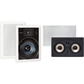 Polk Audio RC65i 2-way 6.5-inch In-wall Speakers (Pair) with 255C-RT Center Channel In-wall Speaker From The Vanishing Series | Easily Fits, Looks Minimal, Gives Out Great Sound | Paintable Grille
