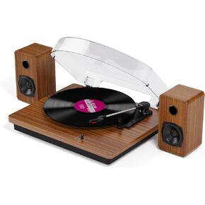 Record Player for Vinyl with 30W Speakers Upgraded，3-Speed (33/45/78 RPM) can Play 7/10/12-inch Vinyl Records, Support Bluetooth Connection, Record in MP3 Format