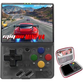 Miyoo Mini V4 Retro Game Console, Portable Handheld Game Console with Storage Case 2.8''HD Screen 2000mah Battery, Support RTC, White