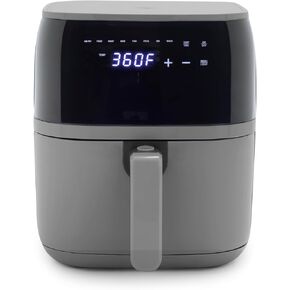 GreenLife Compact Electric Air Fryer Oven, 5.3 QT, PFAS-Free Ceramic Nonstick Drawer, 8 One Touch Digital Display, Easy View Window, Auto Shut-Off Timer, Dishwasher Safe Parts, 1500 Watts, Graphite