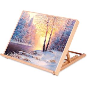 Tabletop Painting Easel, 0-100°Adjustable Art Easel,Wooden Desktop Drawing Board,Suitable for Oil Painting, Sketching, and Watercolor Painting
