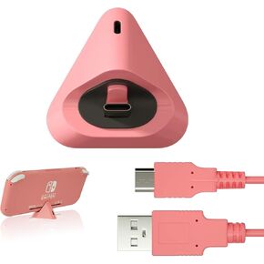 Charging Dock for Nintendo Switch Lite,Charging Stand Station for Nintendo Switch with Type-C Port and USB C Charging Cable - Coral