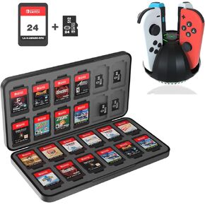 Switch Game Case and Controller Charging Dock Bundle