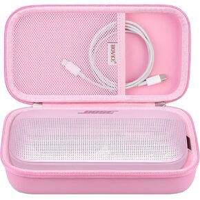 BOVKE Carrying Case for Bose SoundLink Flex Portable Bluetooth Speaker (2nd Gen) / Bose SoundLink Flex Speaker, Flex 2 Storage Holder with Mesh Pocket for Charger, Cables, Petal Pink