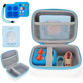 Travel Storage Hard Case and Silicone Cover for Yoto Mini Player, Kids Audio Music Accessory with Card Case Holder for up to 40 Cards (Pink)