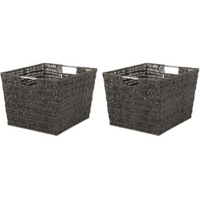 Whitmor Rattique Storage Tote Grey