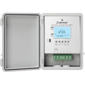 2-Circuit 30Amp Astronomic Electronic Time Switch, Automated Weekly Scheduling, to-The-Minute Programming, Built-in Rechargeable Lithium Battery, IP65 Waterproof, Supports 120-277 VAC