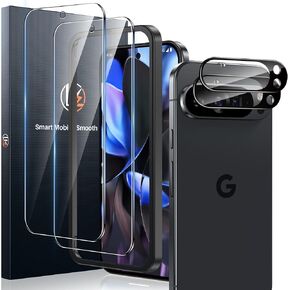 LK 2 Pack for Google Pixel 9 Pro Screen Protector, 2 Pack Camera Lens Protector, Tempered Glass Fit Lens Cutouts Ports, one second Fingerprint Unlock, 0 Bubble, with Easy Installation Tool