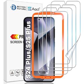AACL 4-Pack for Samsung Galaxy S25 Plus/S24 Plus Screen Protector Film [Not Glass] Bubble free Galaxy S25 Plus/S24 Plus 5G Hybrid Film [Fingerprint Compatible][7H Hybrid]