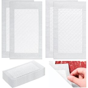 200 Pcs Meat Absorbent Pads 4x7 inch White Meat Soaker Pads for Vacuum Sealer Bags Fish and Poultry Pad 60 Grams