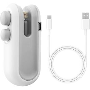 Mini Bag Sealer 2-in-1 (New Version) – Heat Sealer and Cutter for Food Storage, Chip Bags, Plastic Bags – Portable Resealer with USB-C Cable Included (White)