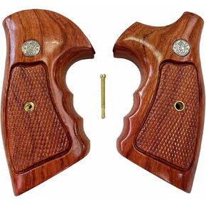 BMPL Hardwood K/L Frame Square Butt Revolver Handgun Grips Hardwood Finger Groove Checkered Handcraft Handmade Deluxe