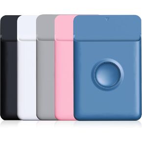 SHANSHUI Phone Wallet, Sticky Wallet for Back of Phone Credit Card Holder Fitting for Almost All Smartphones - Black White Grey Pink Blue