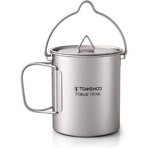 Titanium Pot, 750ml, Silver, Uncoated, 4.5oz, Camping Pot with Lid and Storage Sack