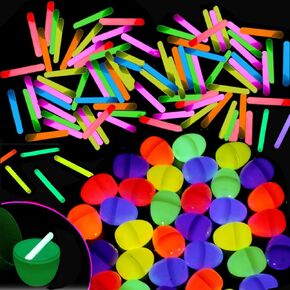 Amy & Benton 144 Easter Glow Eggs with 288 Mini Glow Sticks for Kids-Stere Beghs Glow في لعبة Dark Egg Hunt Party Party Party Favors Boys Girls Classroom Accounts