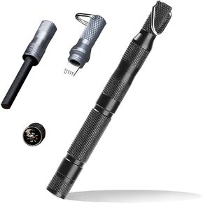 Safe six in one magnesium iron rod fire extinguishing and rescue tool - magnesium rod and hanging ring, serrated scraper, compass, anti slip gear and cotton - camping emergency kit