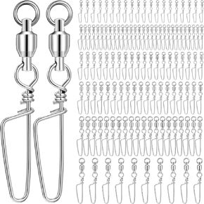 120pcs High Strength Fishing Snap Swivels Stainless Ball Bearing Swivels Barrel Snap Accessory Saltwater Fishing Tackle for Saltwater Freshwater