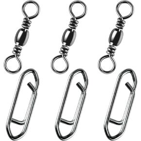 50-Pack Fishing Power Speed Clips 25LB Buy with 100-Pack Fishing Barrel Swivels 30LB