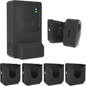 Pack of 4 Wall Mount for Blink Camera Outdoor 4 + Sync Module 2 Outlet Mount Bundle Packages, No-Drill Adhesive Camera Holder for Blink Mini 2 / Mini Cameras Protective Cover for Blink Sync Module 2