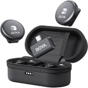 BOYA Omic Wireless Microphone for iPhone/Android with MFi Certified Lightning/USB-C Plug, Noise Reduction, 164ft 30H Battery Life with Charging Case, iPhone Microphone for Video Recording-White