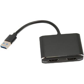 5Gbps USB 3.0 to Dual HD Multimedia Adapter, Aluminum Alloy USB C Splitter, 1920 x 1080P 2 Monitors Extended Display for PC Laptop
