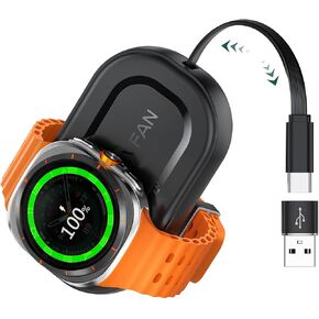 LVFAN Charger for Samsung Galaxy Watch 7 Ultra 6, Retractable USB C & USB A Charging Cable Cord, Charger Stand Replacement for Samsung Galaxy Watch 7/Ultra/6/6 Classic/5 Pro/5/4/4 Classic/3/Active 2/1