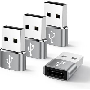 USB 2.0 to Type C Adapter for iPhone 16e/16-12 Plus Pro Max,4-Pack USB-C Female to USB-A Male Converter–Fast Charging & Data Sync,Compact Design for Car,Samsung Galaxy S25/S24/S23 Ultra/iPad