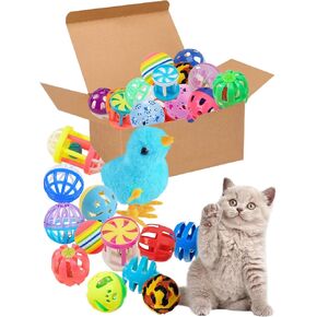 Cat Toys for Indoor Cats, 14 PCS Set with Wind-Up Chicken, Jingle Balls, and Catnip - Kitten Kitty Toy Pack for Playtime and Fun
